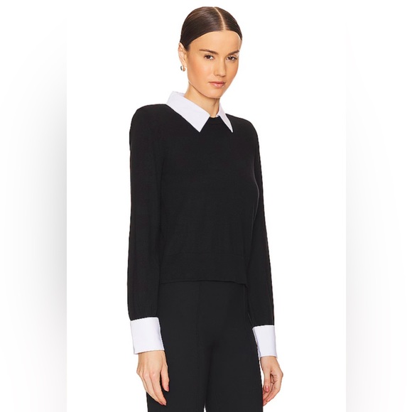 L'AGENCE April Poplin Collar Pullover in Black - Picture 7 of 16